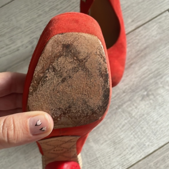 LAMB size 6.5US platform red orange stiletto platforms suede and leather Ariel - Picture 8 of 10